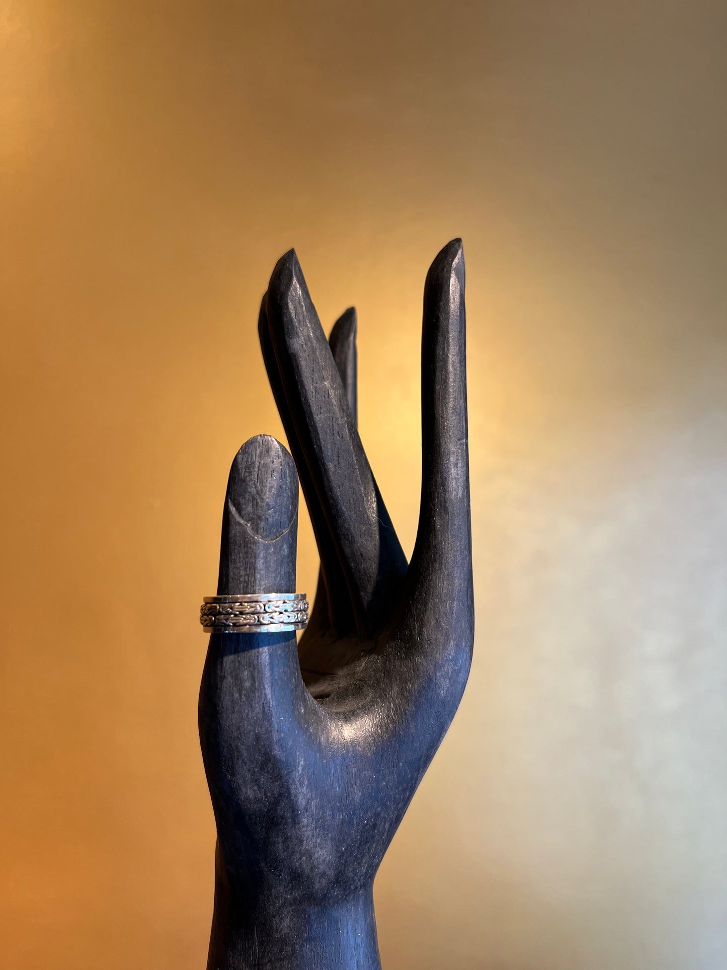 Black Lotus - Black Strip Ring Premium Silver 925