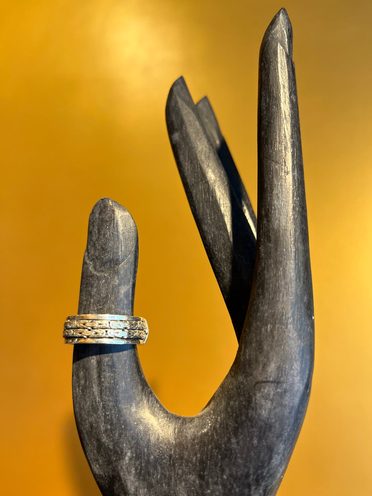 Black Lotus - Black Strip Ring Premium Silver 925