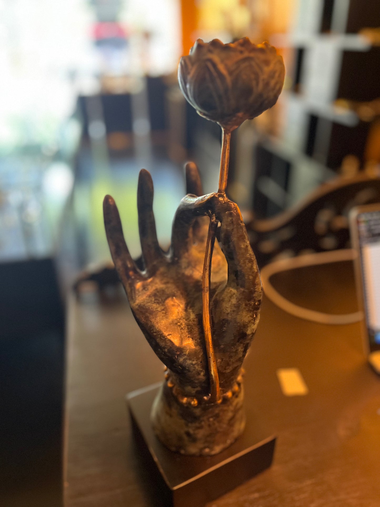 Black Lotus - Brass Hand on Flower
