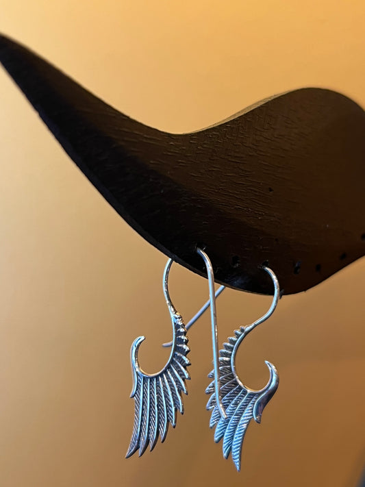 Black Lotus - Angel Wing Black Earring Premium Silver 925