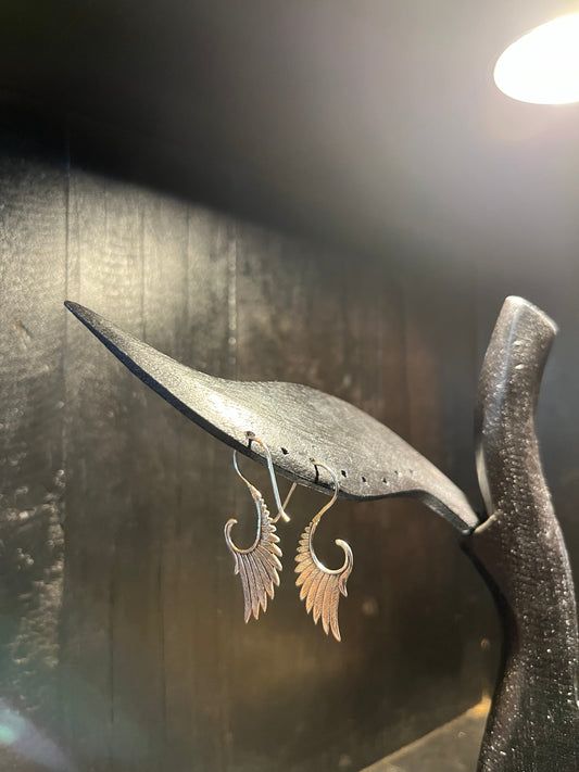 Black Lotus - Angel Wing Silver Earring  Premium Silver 92