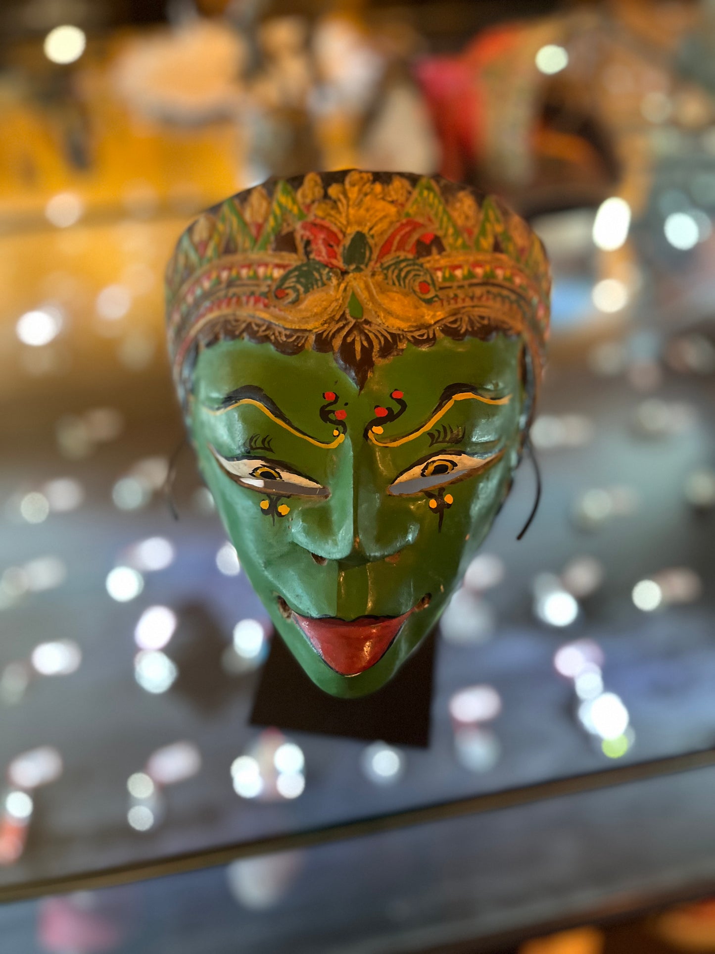 Indonesian Java Green Female Topeng Dance Mask