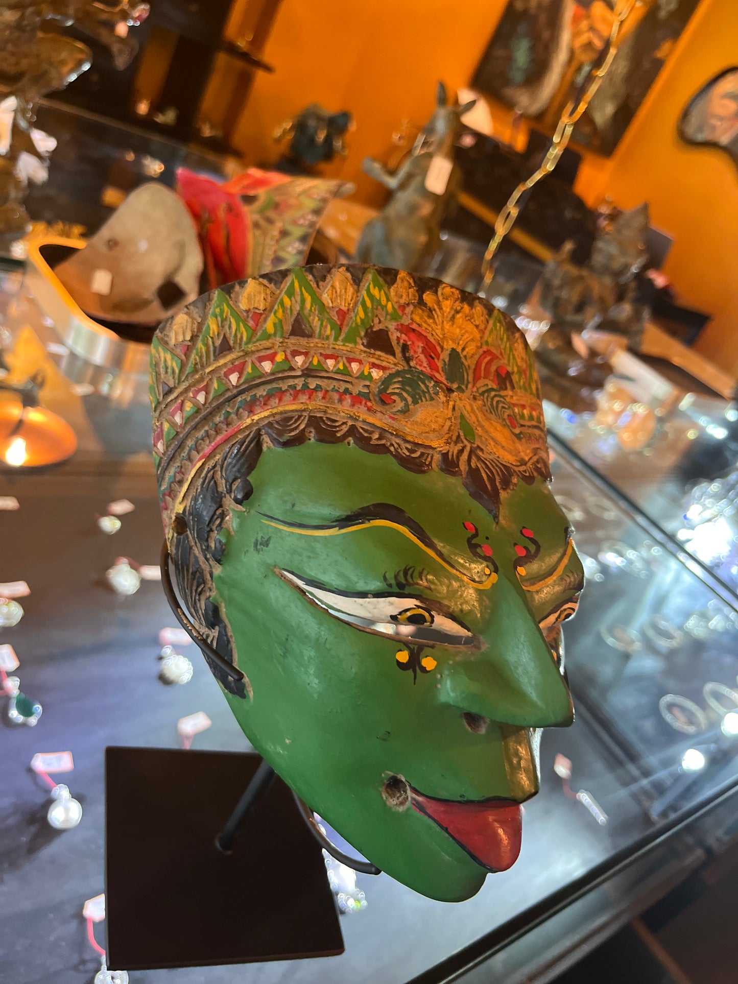 Indonesian Java Green Female Topeng Dance Mask